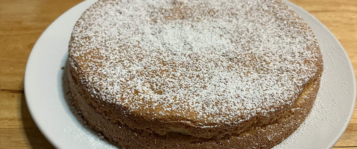 Almond Flour Cake dusted with powdered sugar
